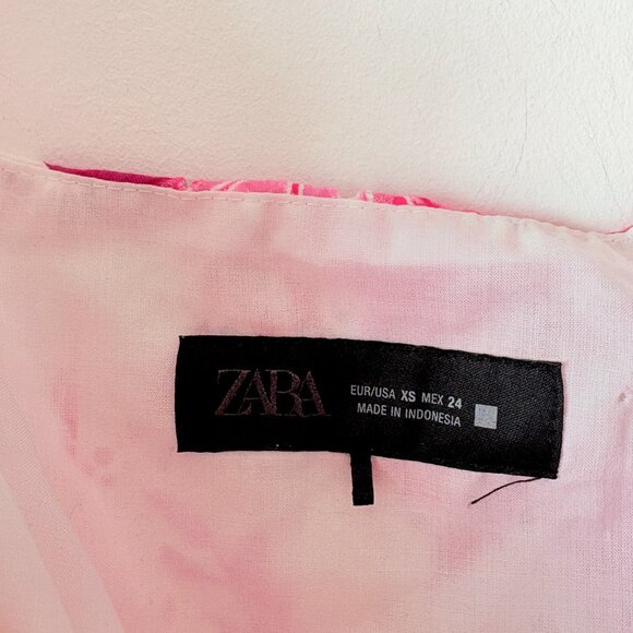 Zara Printed Openwork Embroidered Long Dress Blogger Fav White Pink Size XS - Picture 9 of 10